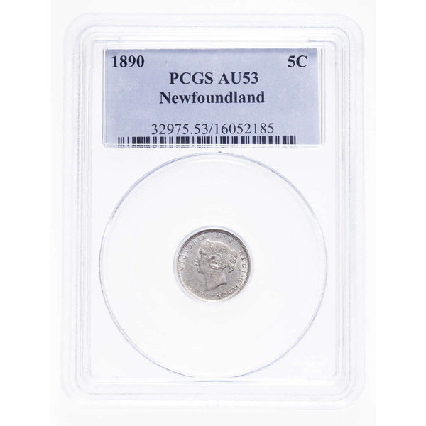 NFLD 5 cent 1890  PCGS AU-53