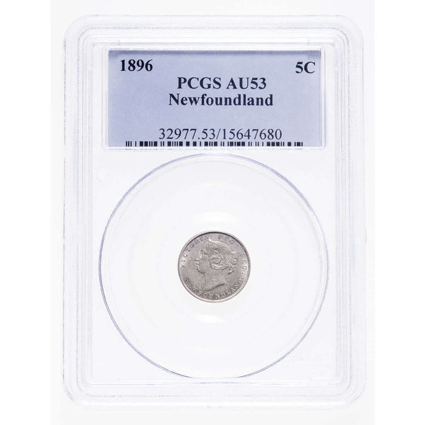 NFLD 5 cent 1896  PCGS AU-53