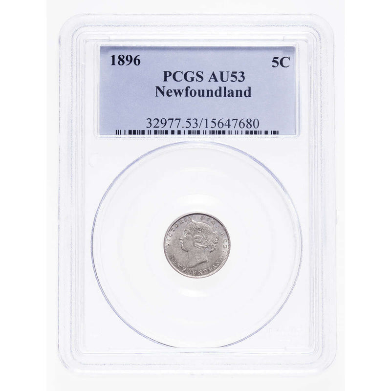 NFLD 5 cent 1896  PCGS AU-53