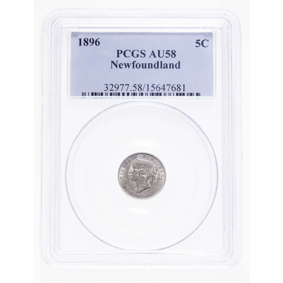 NFLD 5 cent 1896  PCGS AU-58