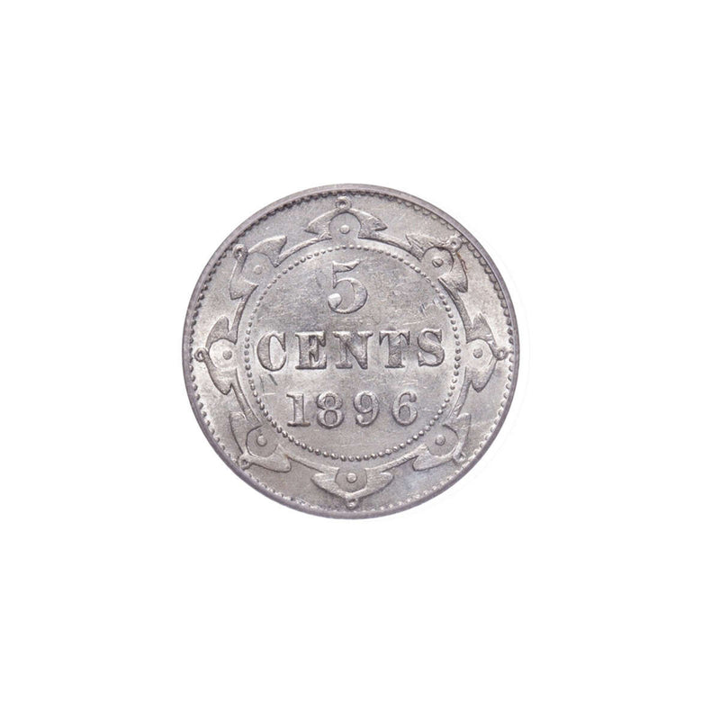 NFLD 5 cent 1896  PCGS AU-58