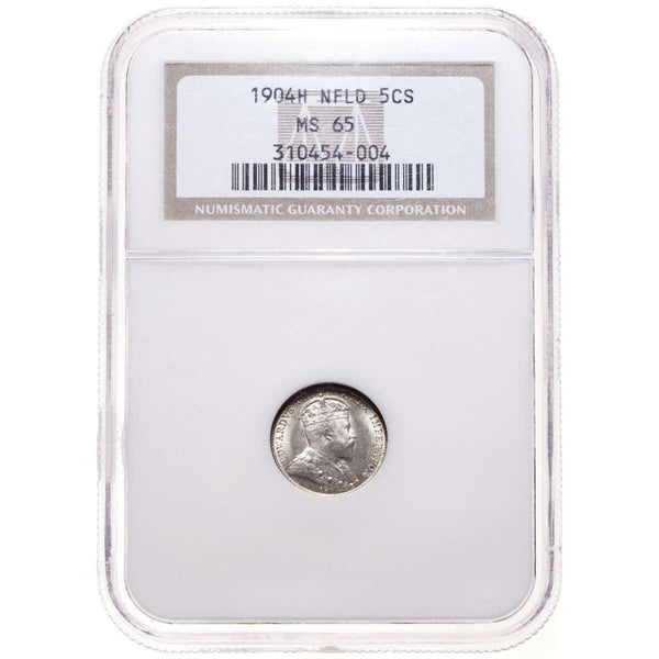 NFLD 5 cent 1904  NGC MS-65
