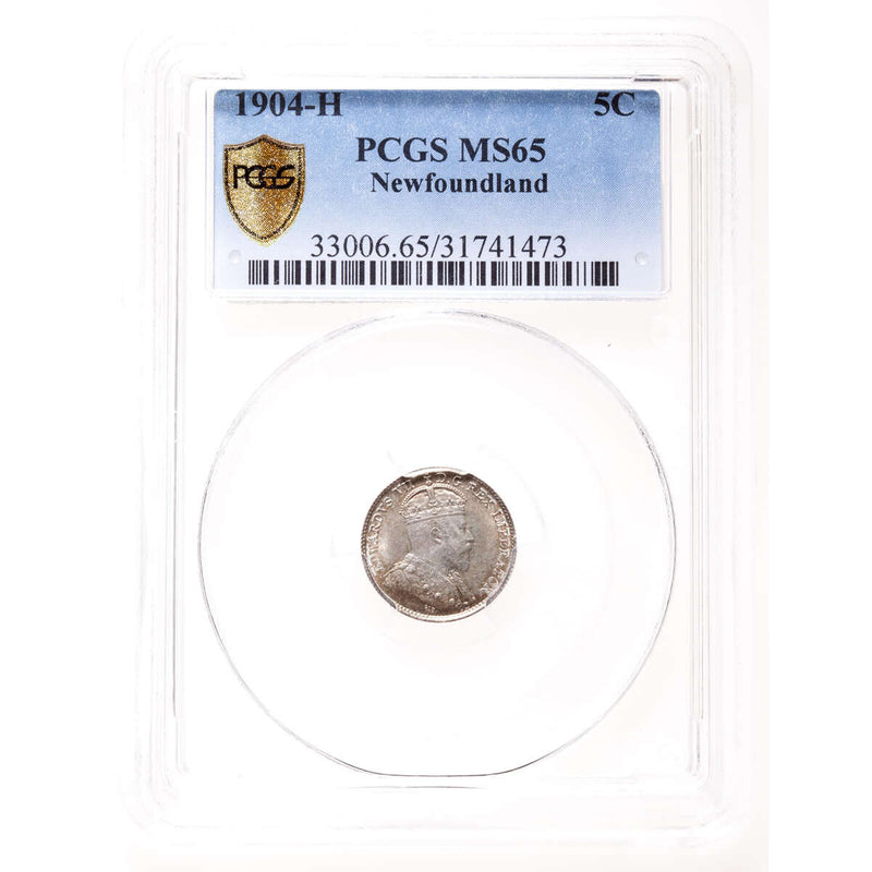 NFLD 5 cent 1904H  PCGS MS-65