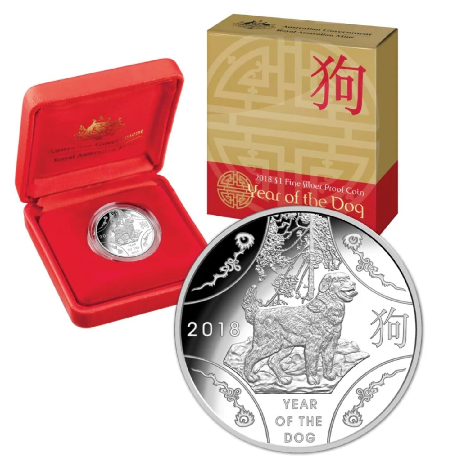 2018 $1 Year of the Dog: Lunar Series - Pure Silver Coin