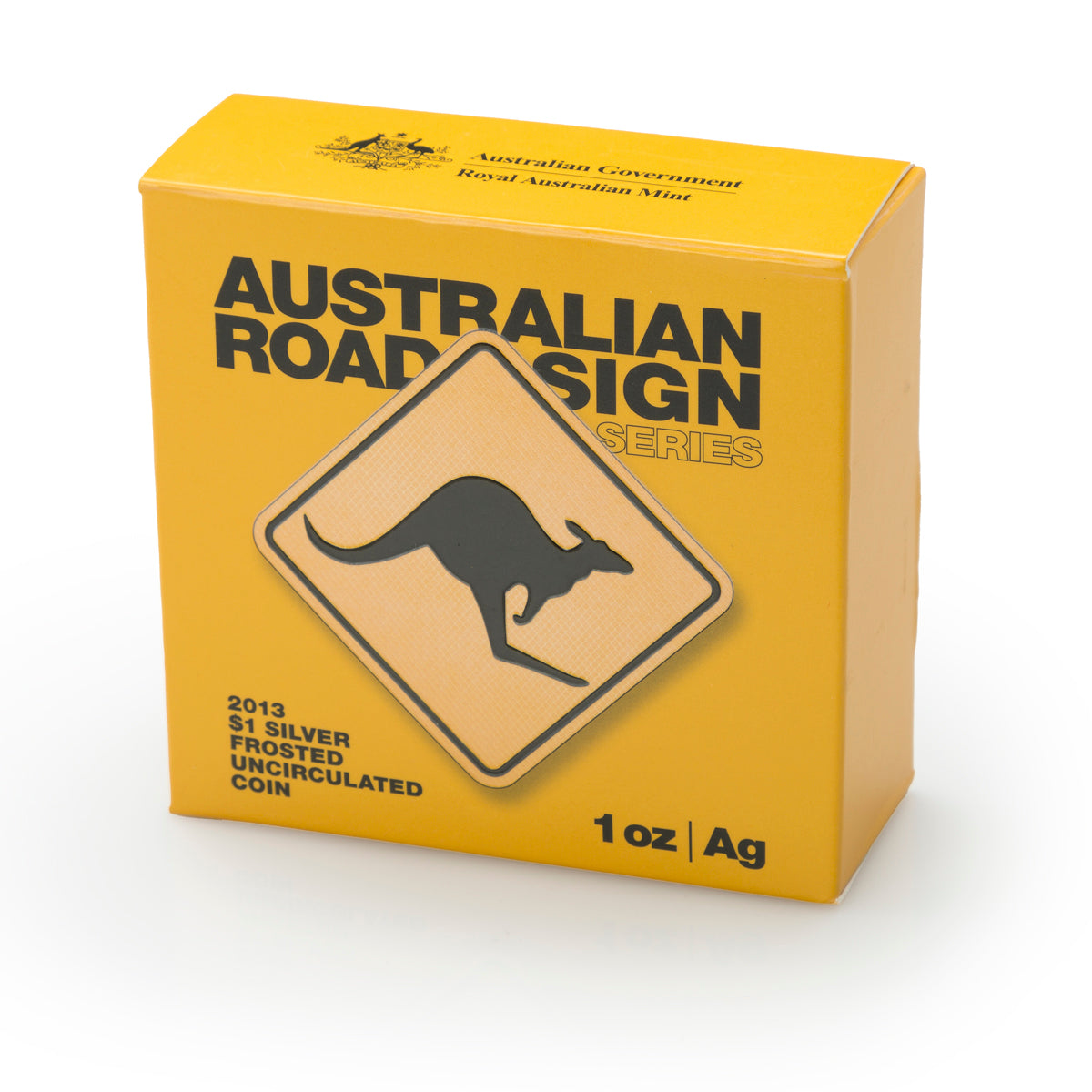 2013 $1 Australian Road Sign Series: Kangaroo Road Sign - Pure Silver Coin