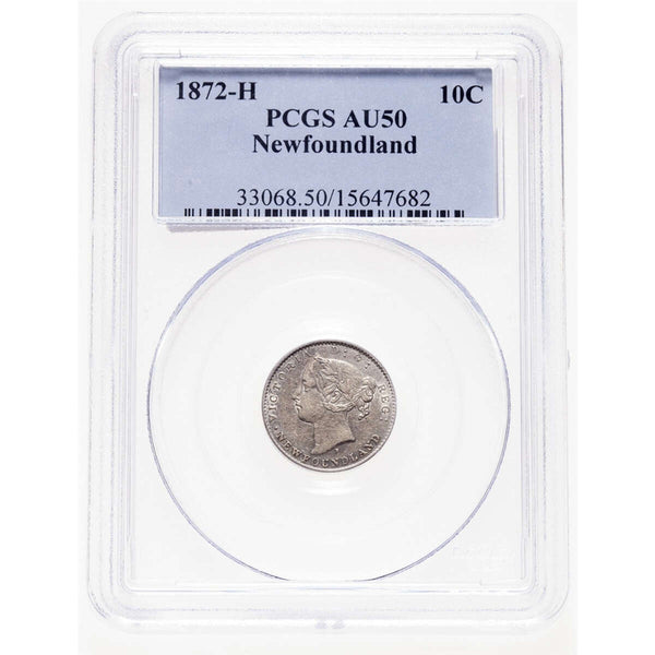 NFLD 10 cent 1872H  PCGS AU-50