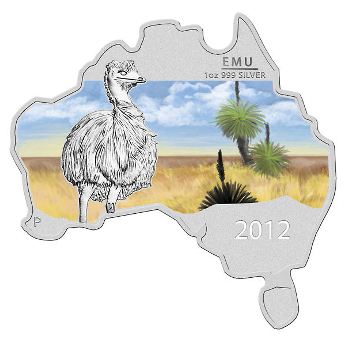 2012 $1 Australian: Emu Map Shaped Coin