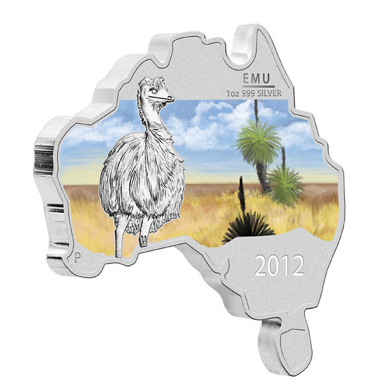 2012 $1 Australian: Emu Map Shaped Coin