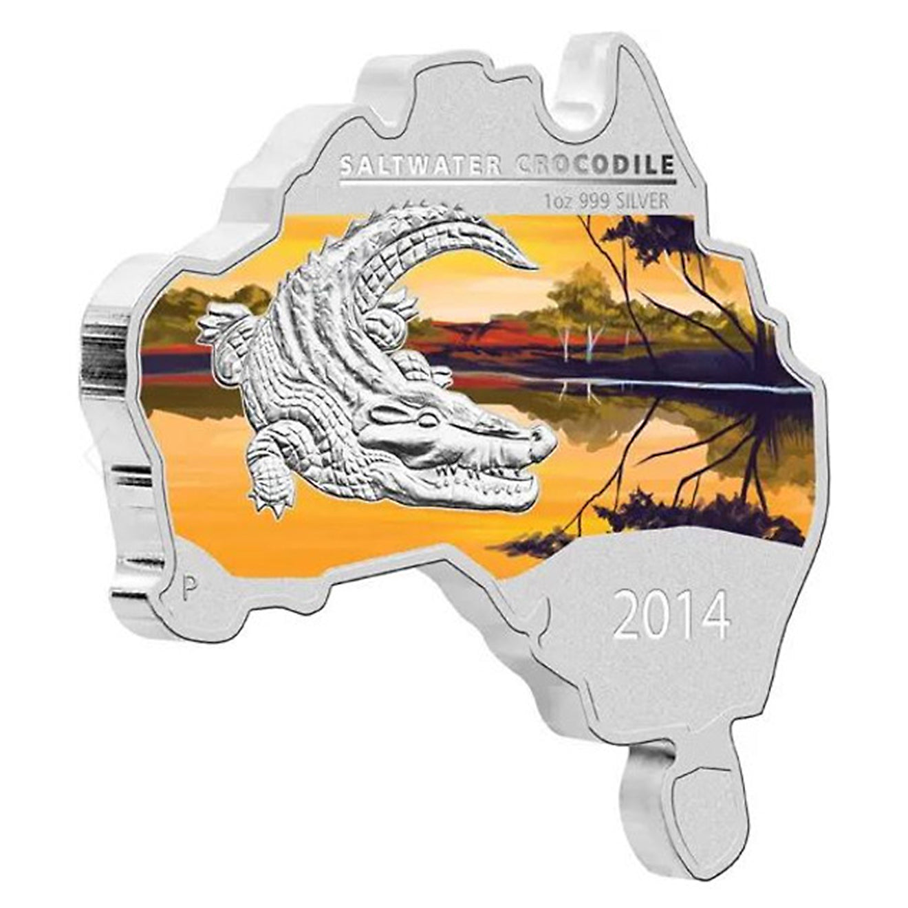 2014 $1 Australian: Crocodile Map Shaped Coin