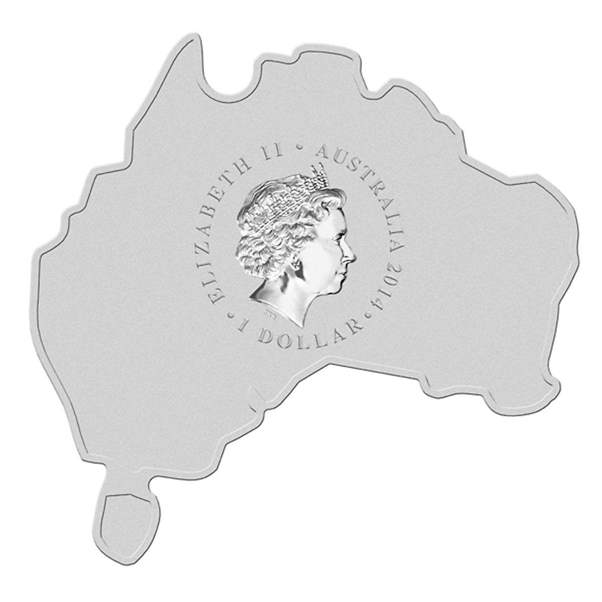 2014 $1 Australian: Crocodile Map Shaped Coin