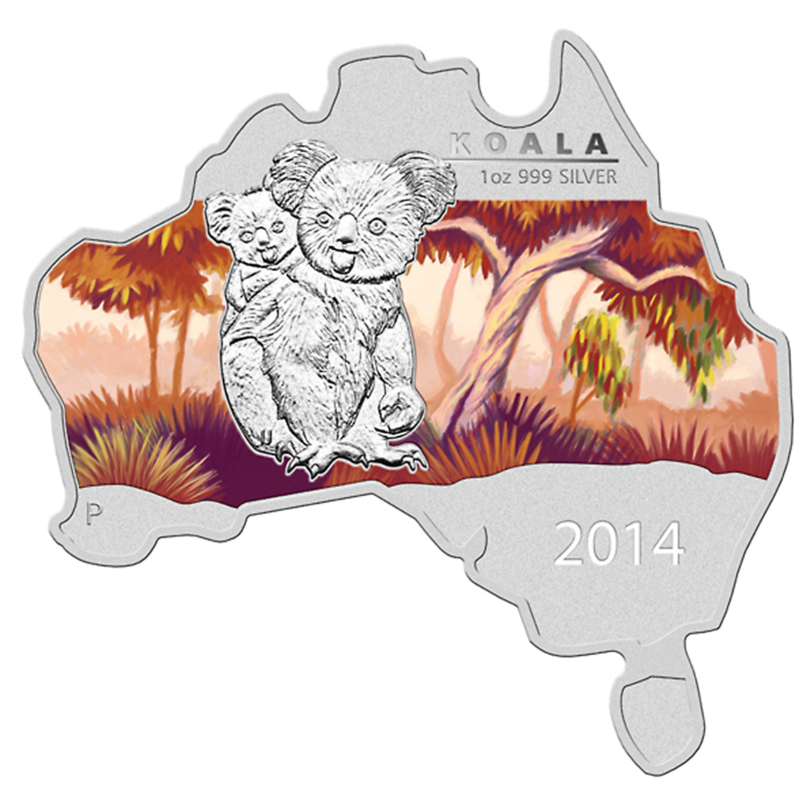 2014 $1 Australian Koala Map Shaped - Pure Silver Coin