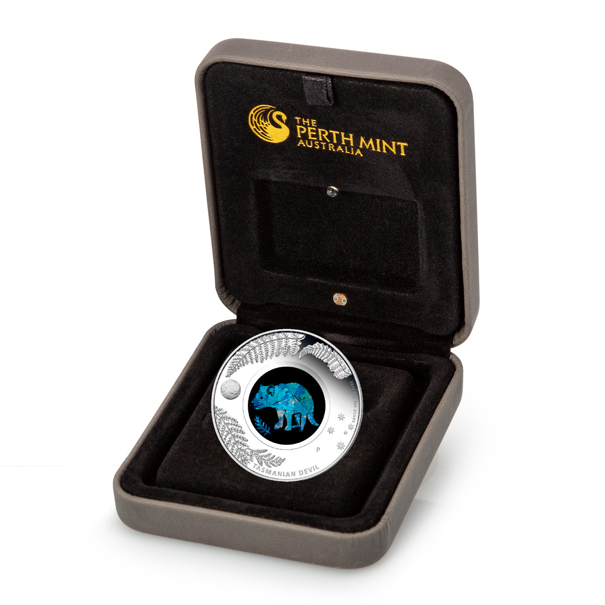 Perth Mint-オーストラリア タスマニアン タイガー純銀プルーフ  2014 $1 Australian Opal Series: The Tasmanian Devil - Pure Silver Coin