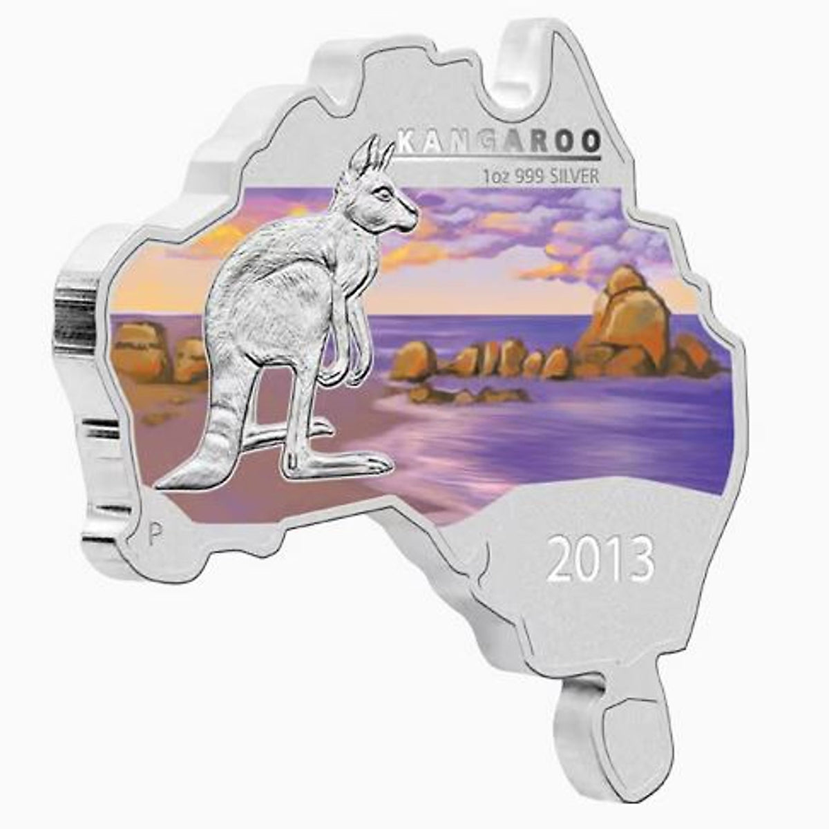 2013 $1 Australian: Kangaroo Map Shaped Coin