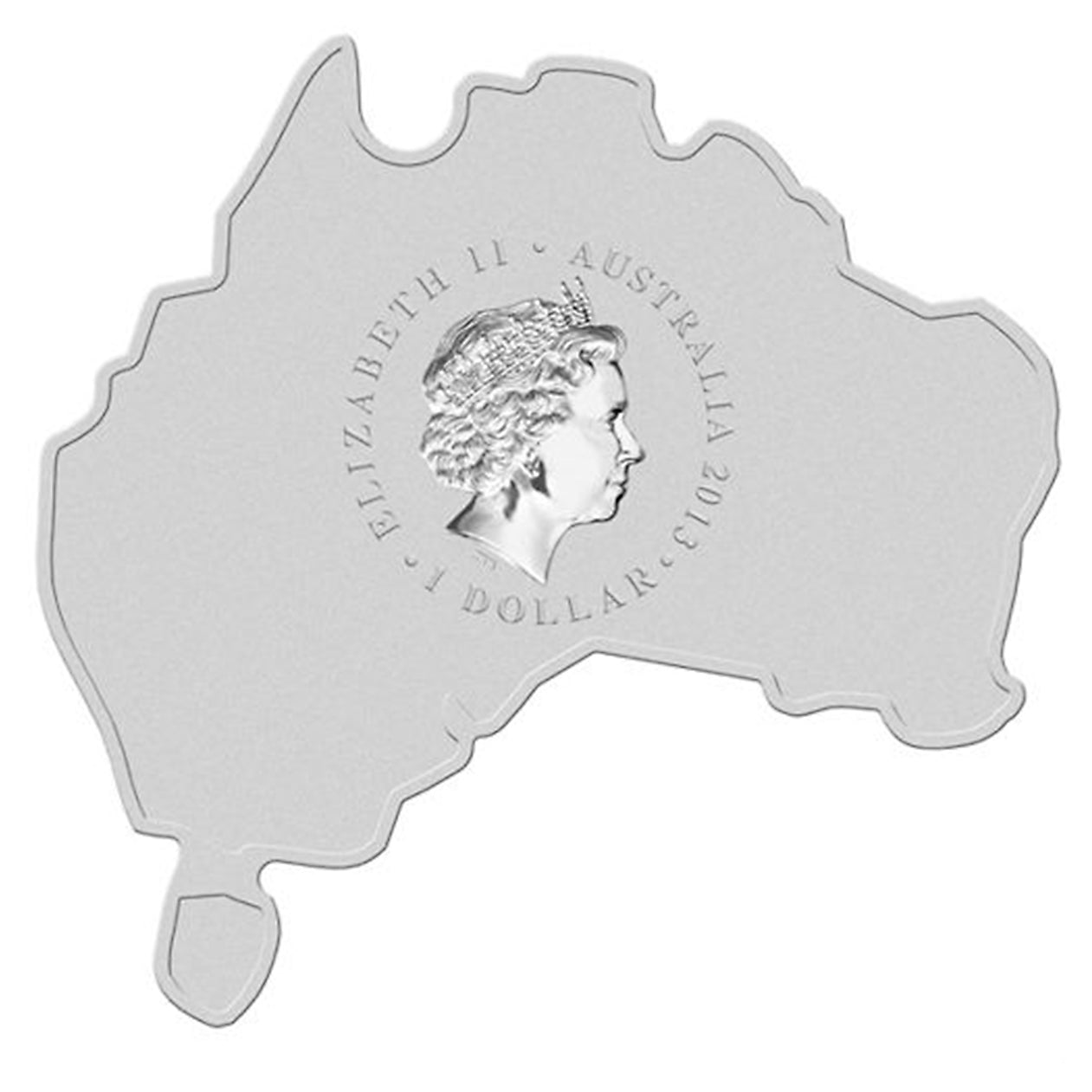 2013 $1 Australian: Kangaroo Map Shaped Coin