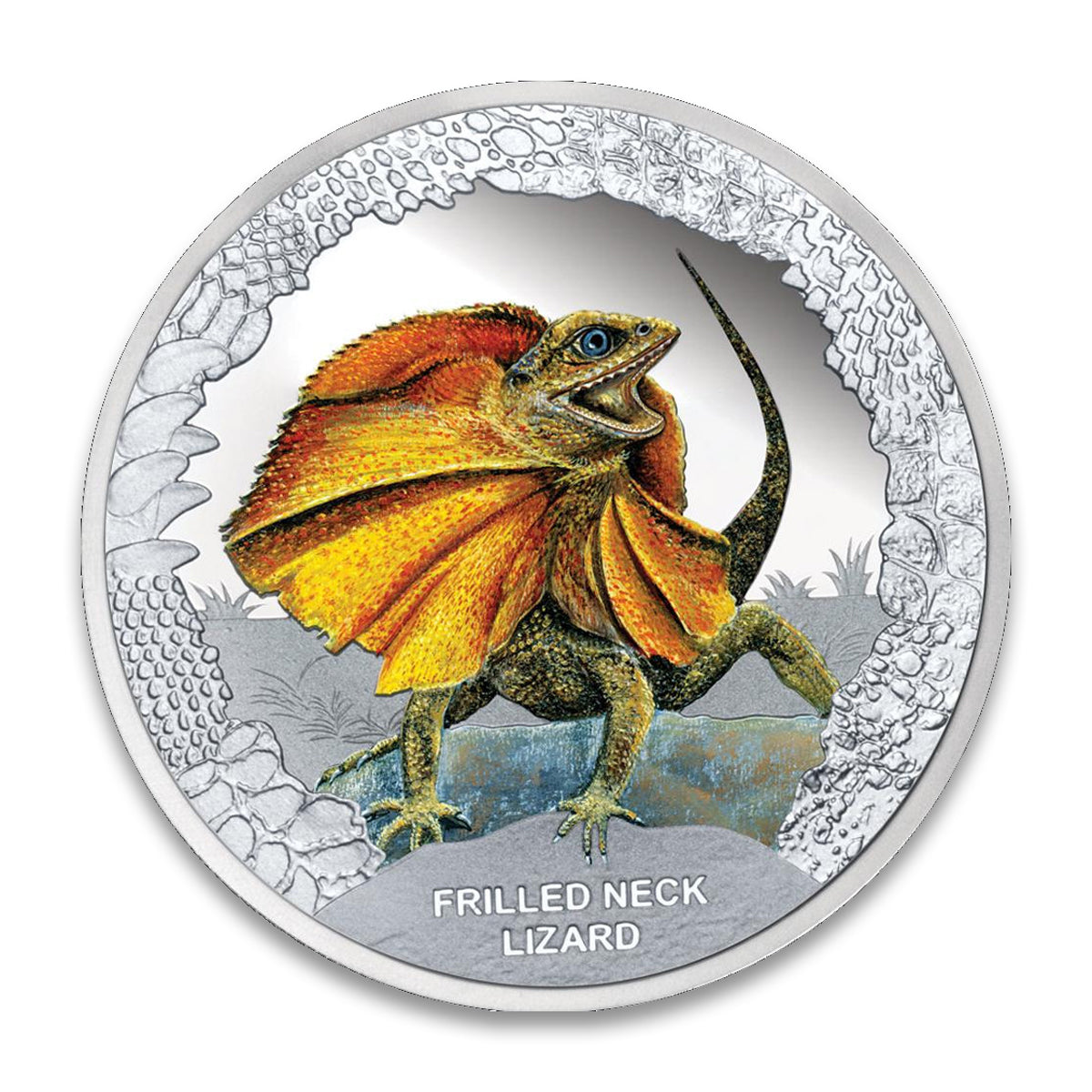 2013 $1 Australia's Remarkable Reptiles: Frilled Neck Lizard - Pure Silver Coin