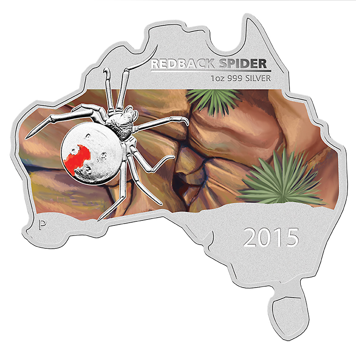 2015 $1 Australian: Redback Map Shaped Coin