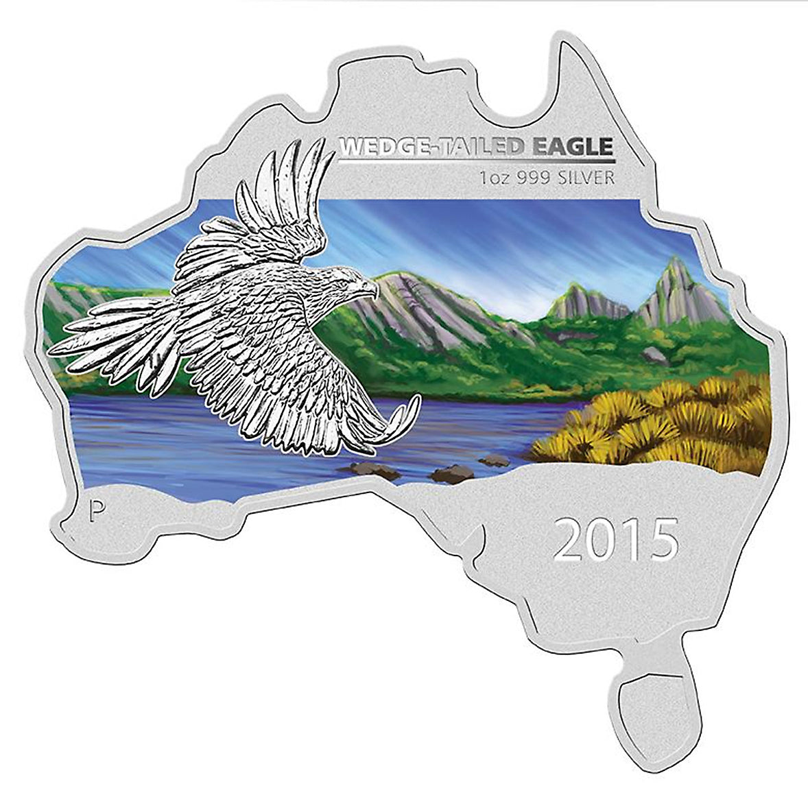 2015 $1 Australian: Wedge-Tailed Eagle Map Shaped Coin