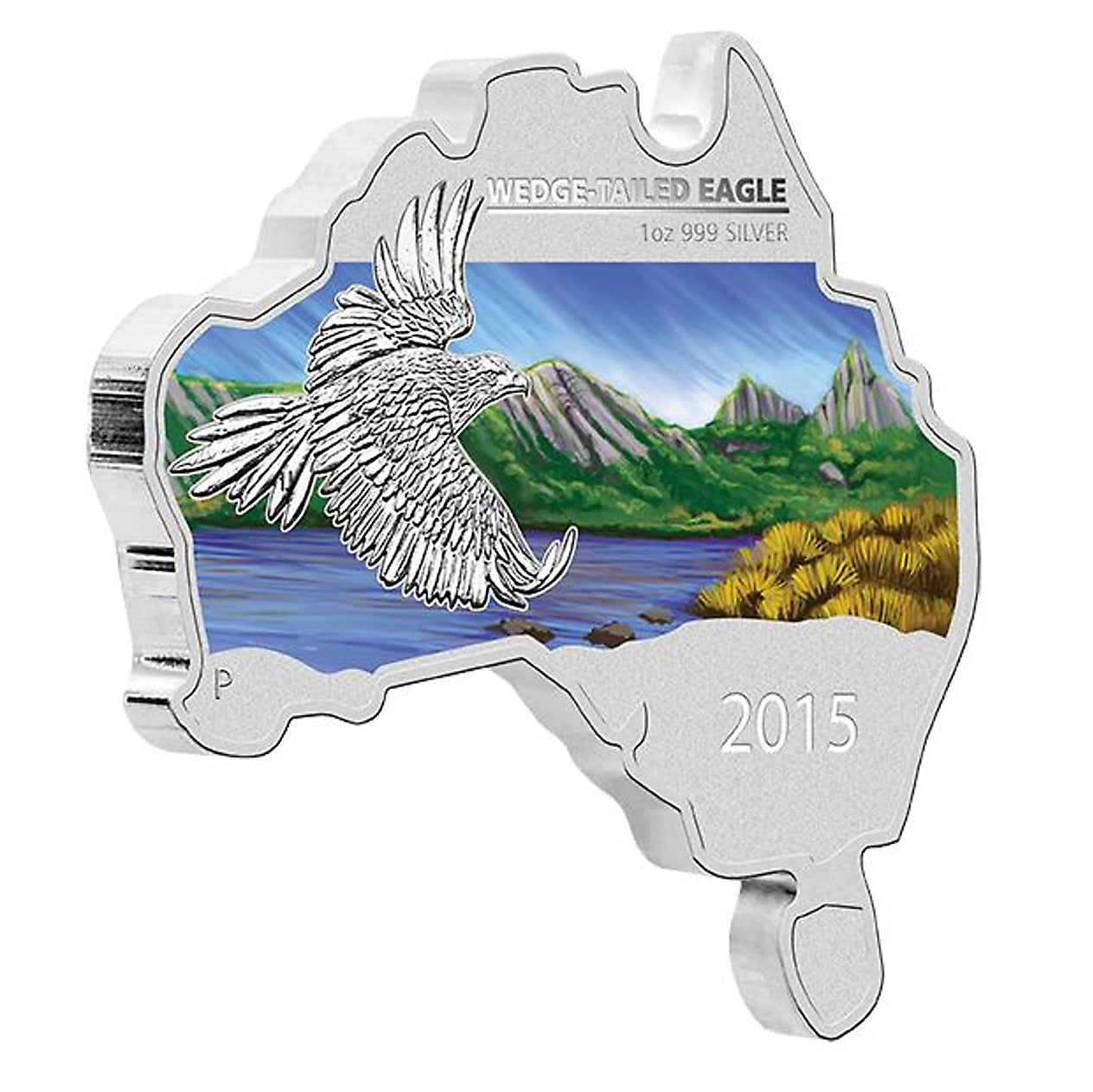 2015 $1 Australian: Wedge-Tailed Eagle Map Shaped Coin