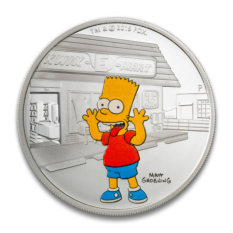 2019 1 The Simpsons Bart Simpson Fine Silver Coin