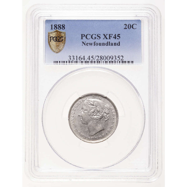 NFLD 20 cent 1888  PCGS EF-45