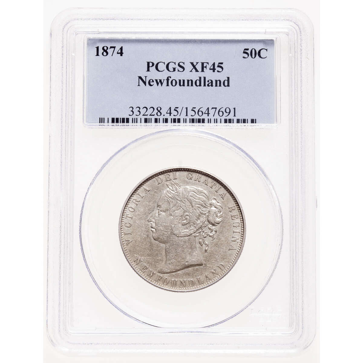 NFLD  50 cent 1874  PCGS EF-45