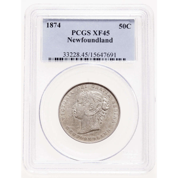 NFLD  50 cent 1874  PCGS EF-45