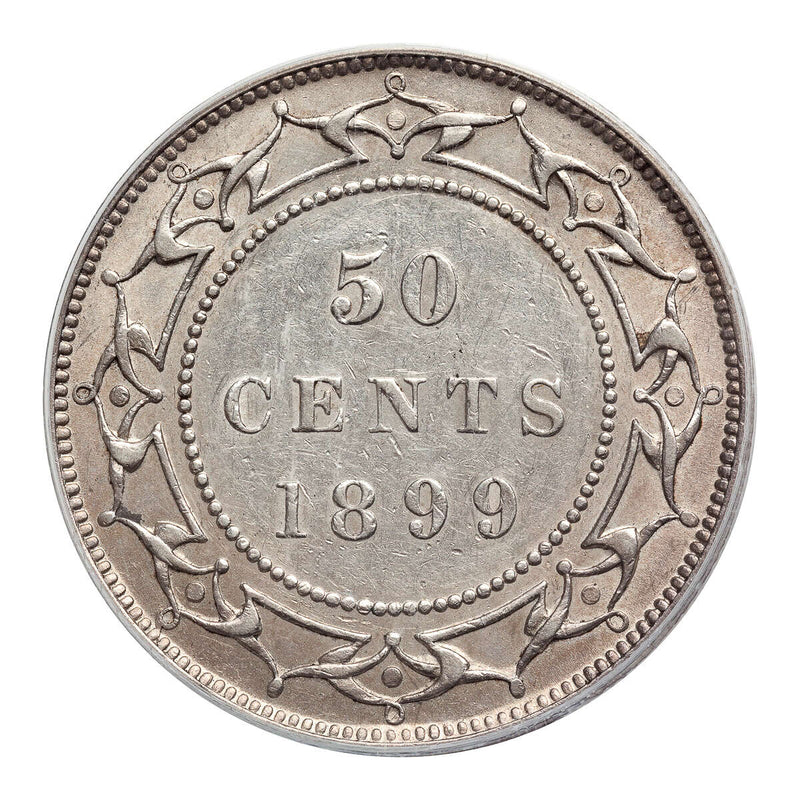 NFLD  50 cent 1899 Narrow 9 PCGS AU-50