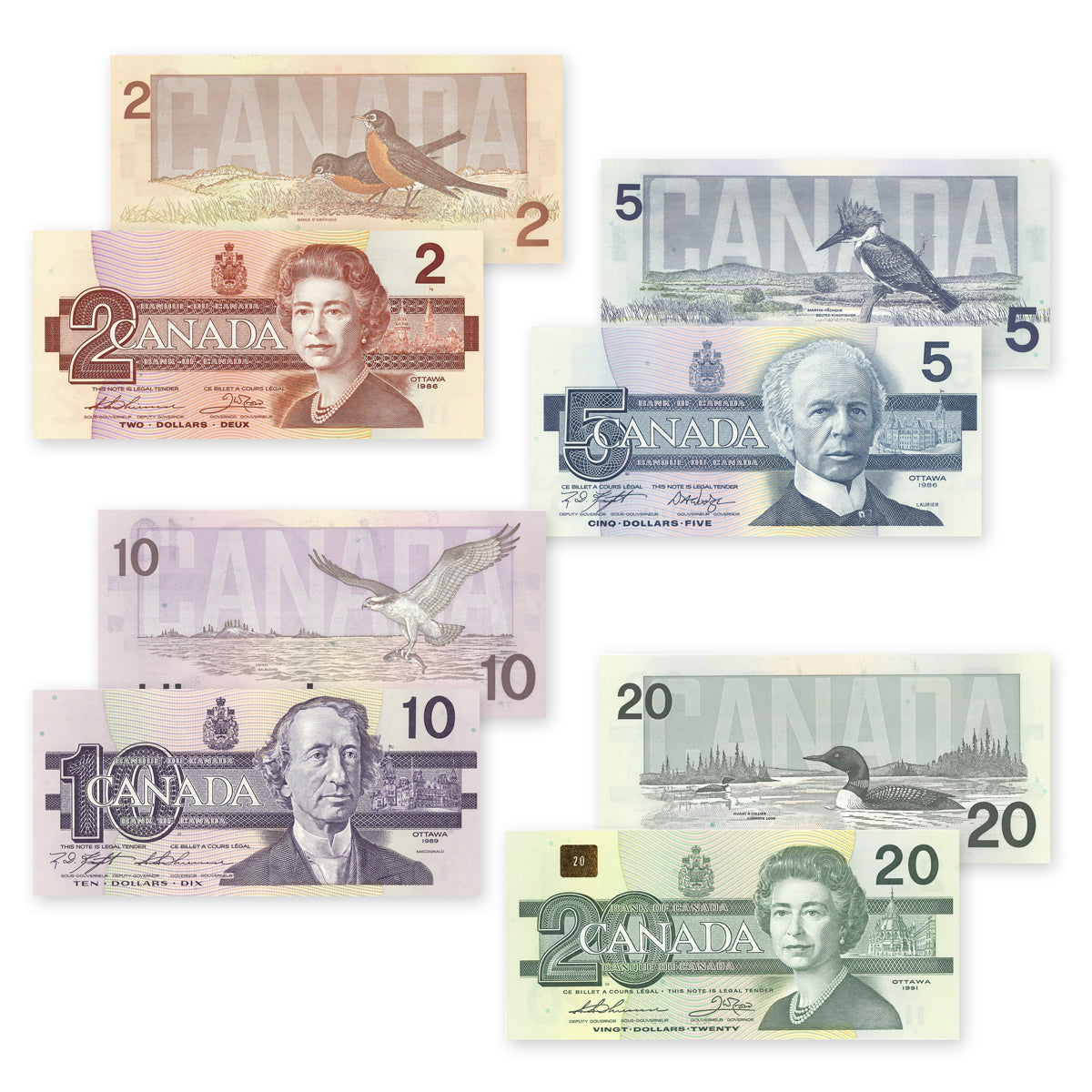 $2 - $20 Bird Series 4 Banknote Set
