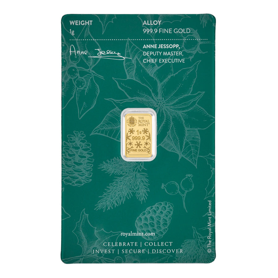 The Royal Mint Christmas 1g Pure Gold Bar