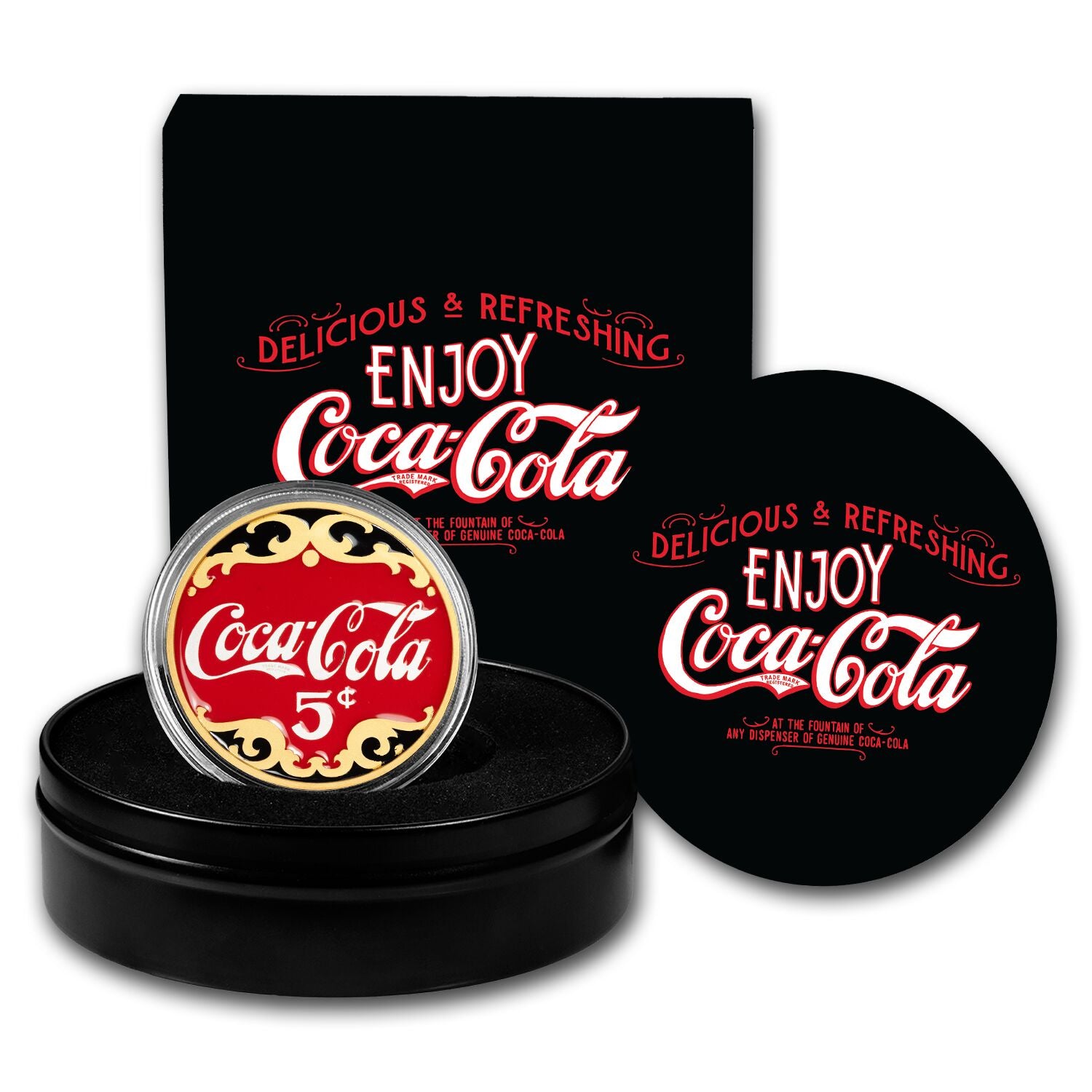 Coca-Cola® 2 oz Pure Silver High Relief Enamelled Round