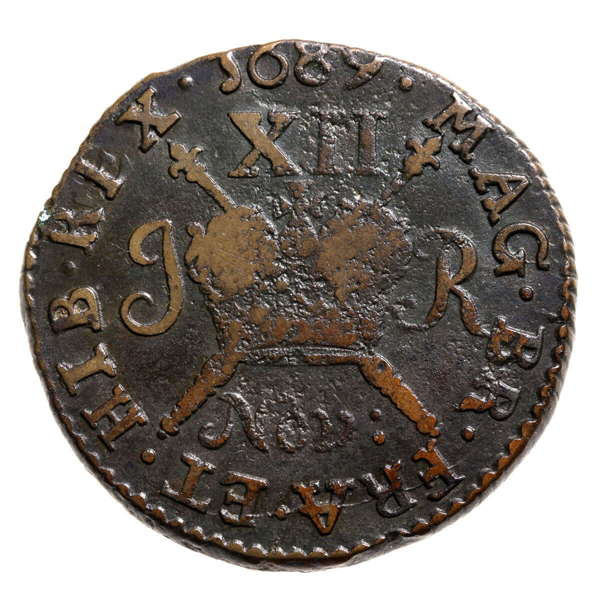 Ireland Shilling 1689 James II Nov. EF-40
