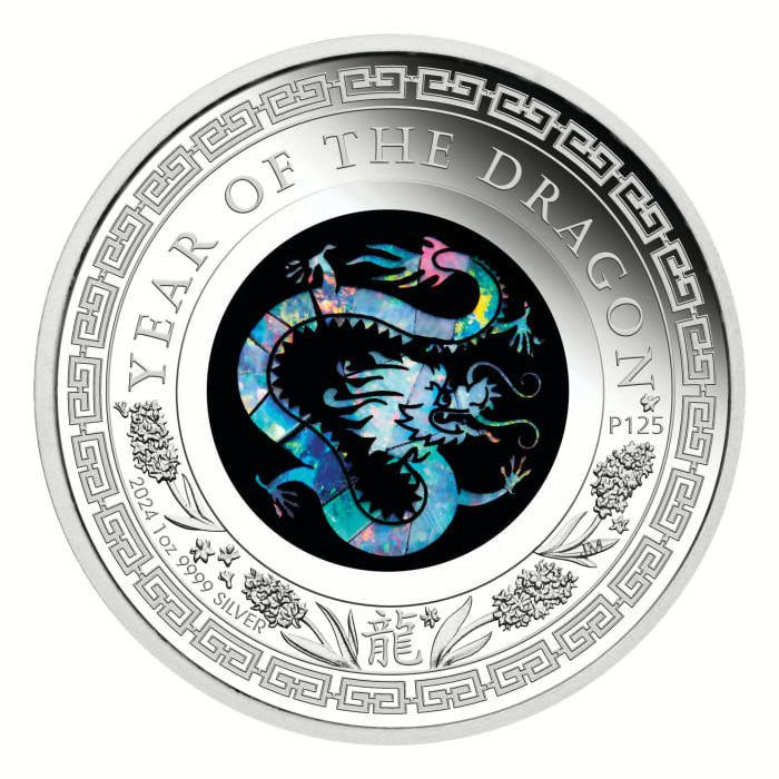 2024 $1 Year of the Dragon Opal Lunar Series - Pure Silver Coin