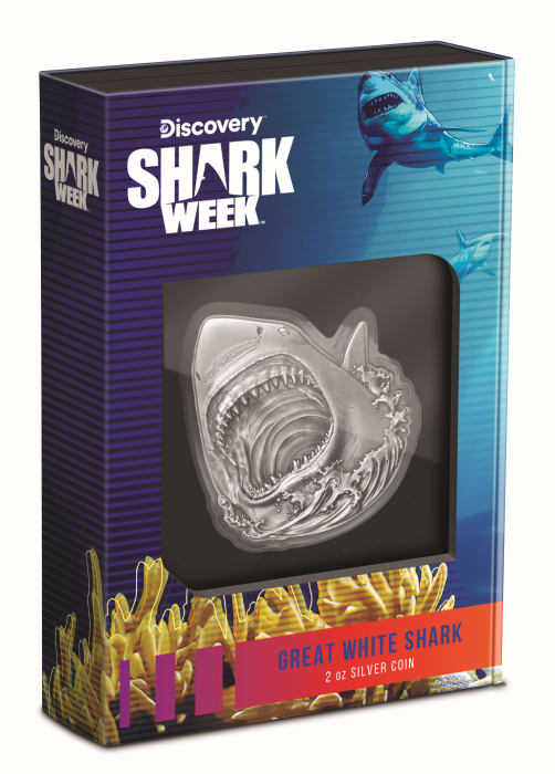 2024 $5 Discovery™ Shark Week™: Great White Shark - Pure Silver Coin