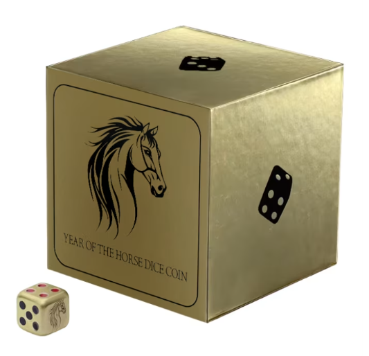 2026 $1 Lunar Horse - Pure Silver Gilded Dice Coin