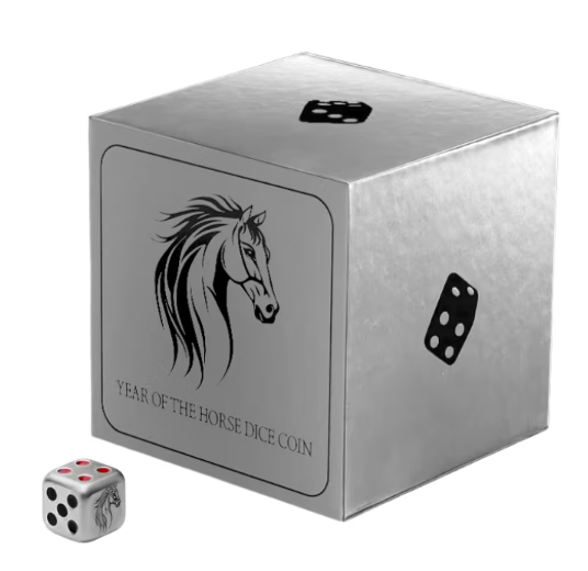 2026 $1 Lunar Horse - Pure Silver Antique Dice Coin