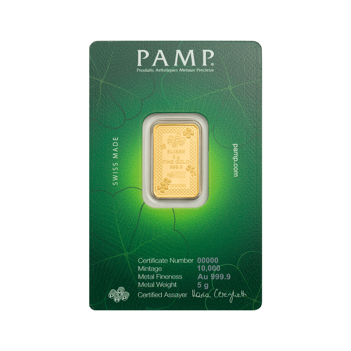 Lucky Charm Four-Leaf Clover - 5g Pure Gold Bar