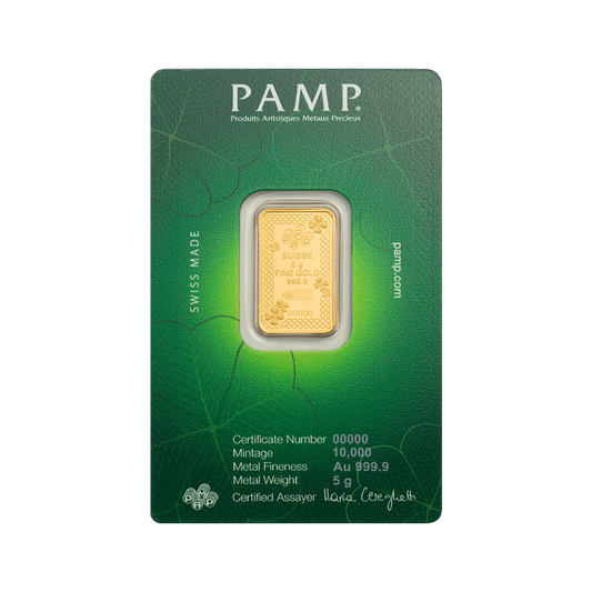 Lucky Charm Four-Leaf Clover - 5g Pure Gold Bar