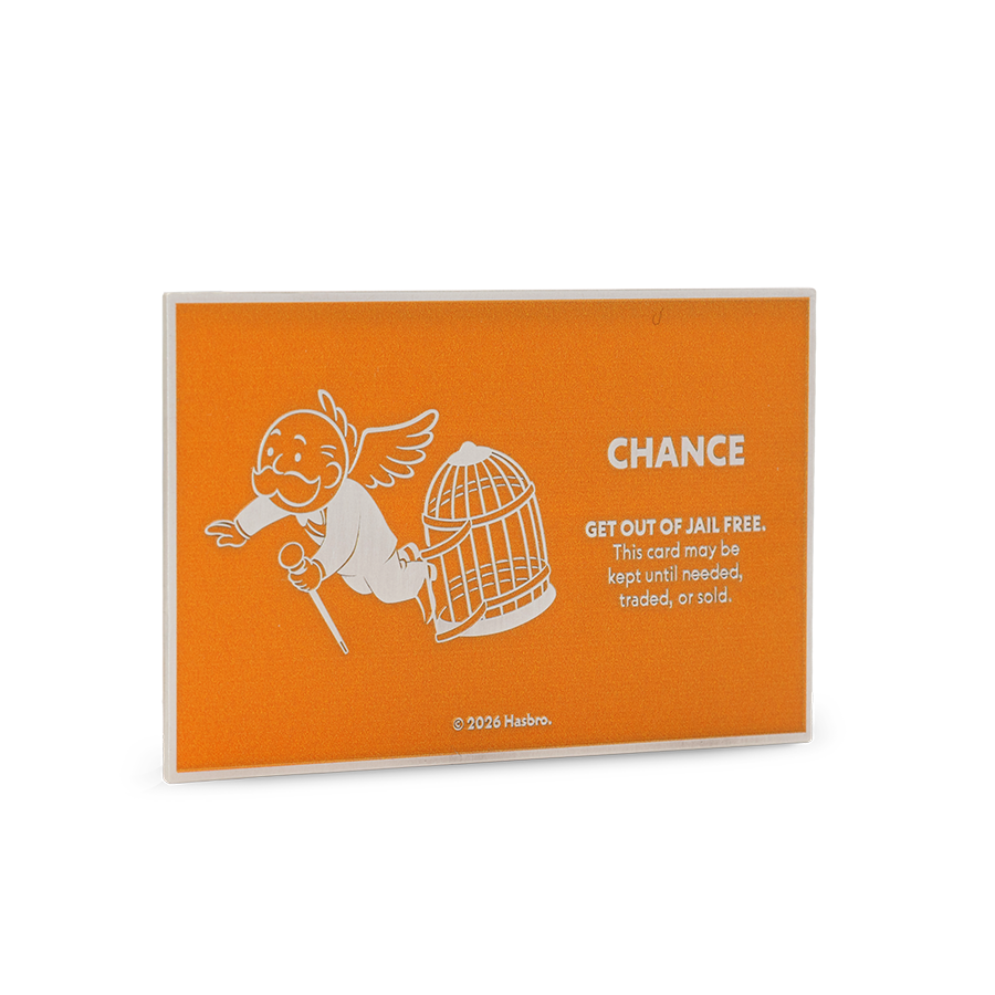 2026 $2 Monopoly Chance Cards: Get Out of Jail Free  - Pure Silver Coin