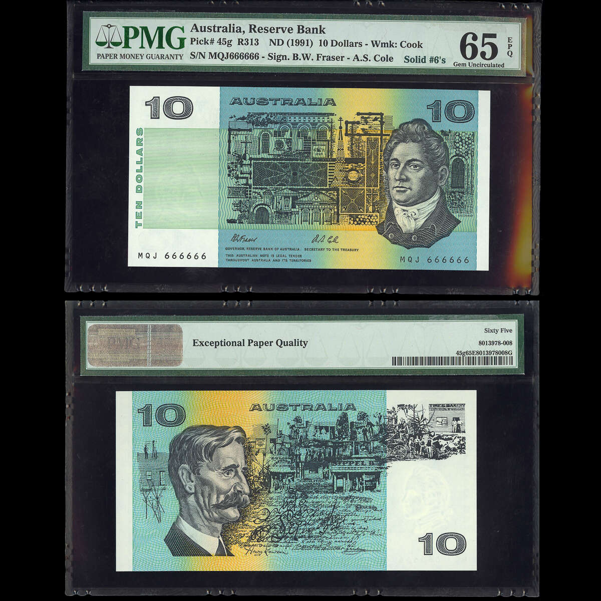 Australia 10 Dollar  ND1991 Fraser Cole  MS-65 PMG