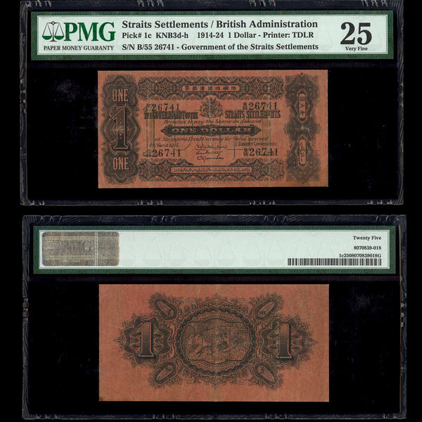 Straits Settlements 1 Dollar 1914-1924 VF-25 PMG