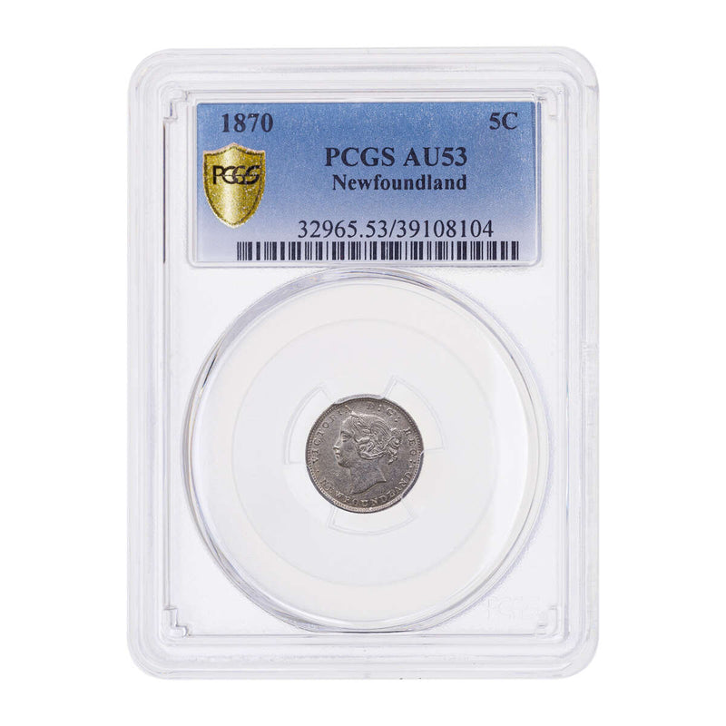 NFLD 5 cent 1870  PCGS AU-53