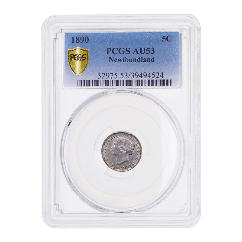 NFLD 5 cent 1890  PCGS AU-53