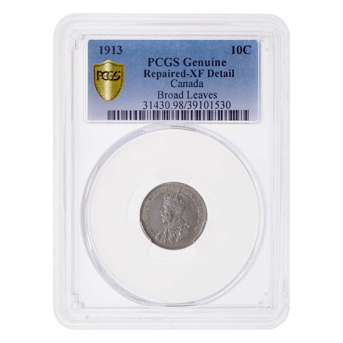 10 cent 1913 Broad Leaves PCGS EF-40