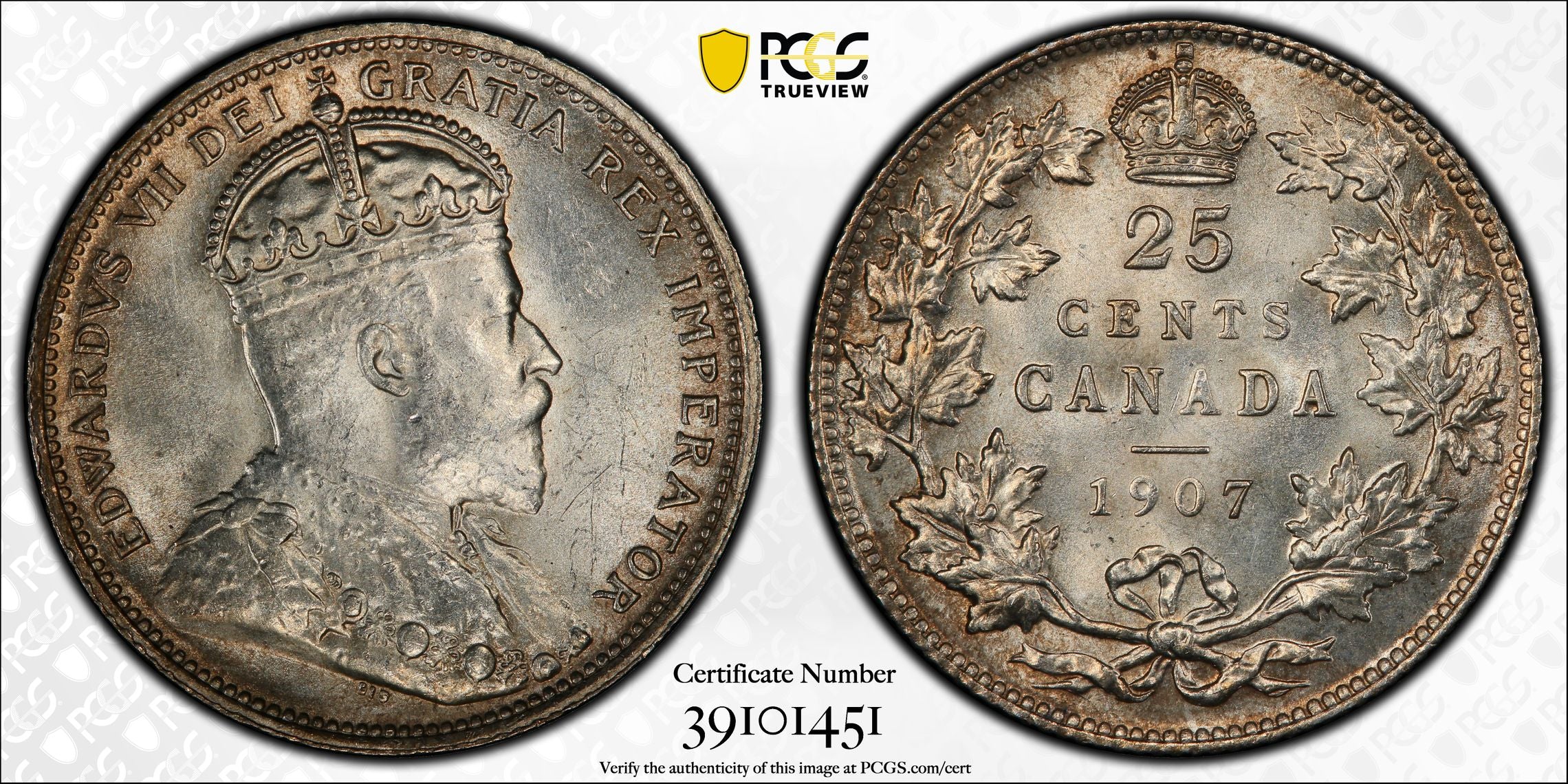 25 cent 1907  PCGS MS-63