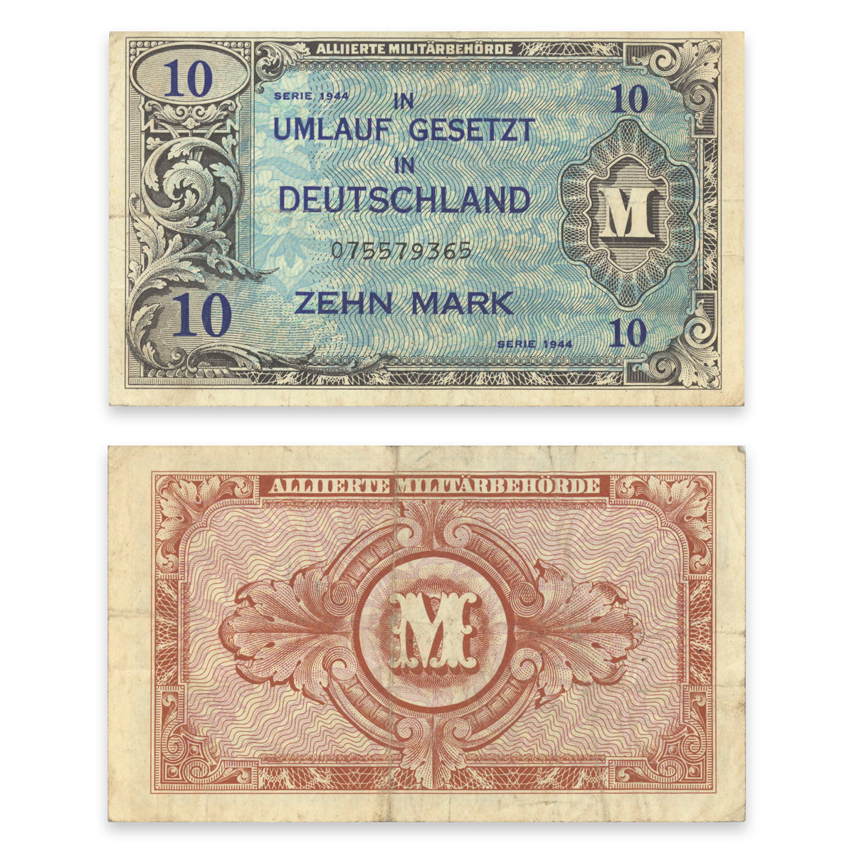 Germany - Allied Military Currency 10 Mark 1944 P# 194a VF-20