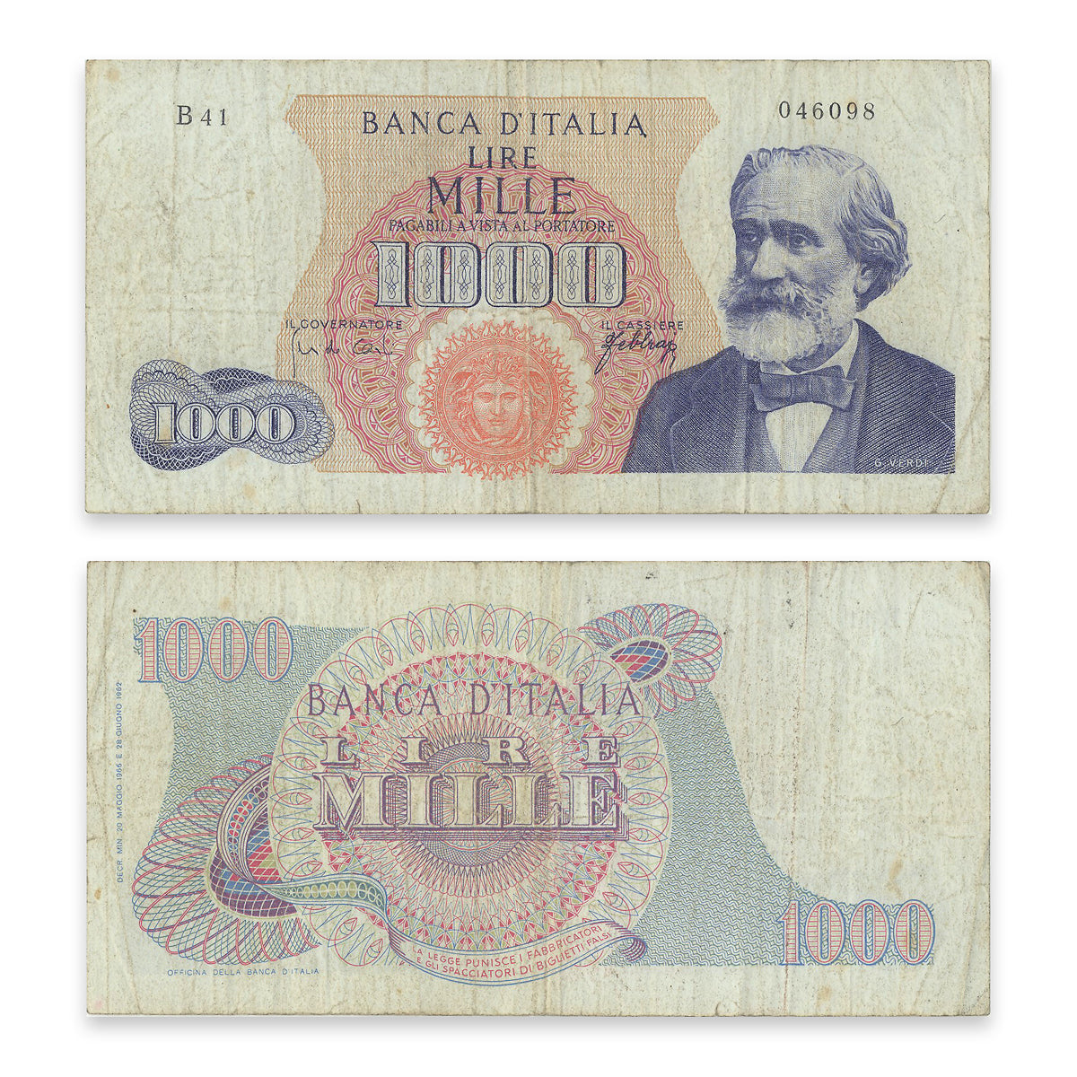 Italy 1000 Lire 1966 P# 96d F-15