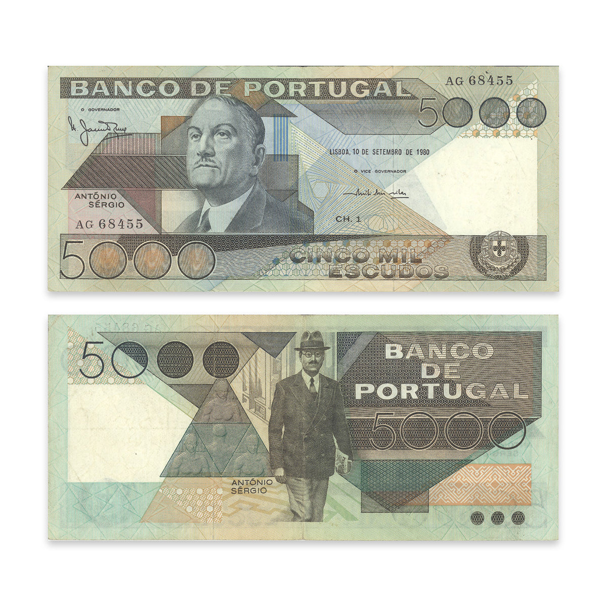 Portugal 5000 Escudos 1980 P# 182a VF-30