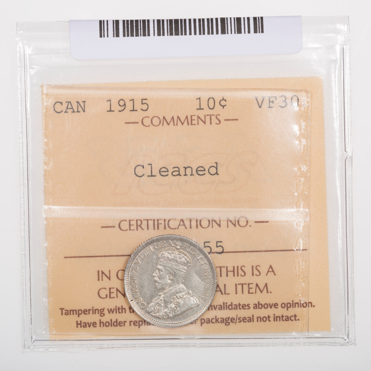 10 Cent 1915 ICCS VF-30