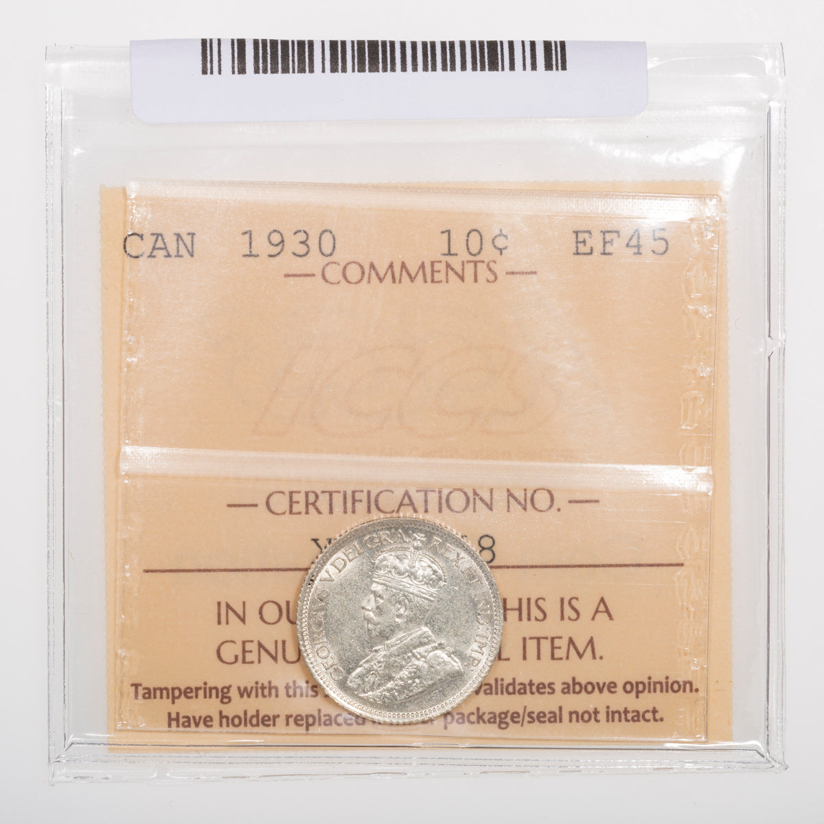 10 Cent 1930 ICCS EF-45