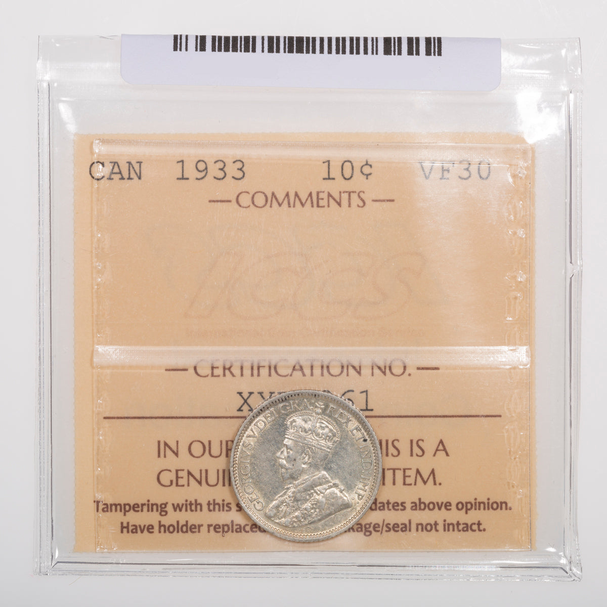 10 Cent 1933 ICCS VF-30